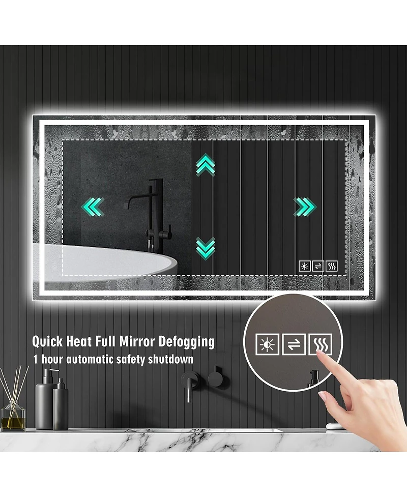 Laoties 48" x 24" Led Bathroom Vanity Mirror, Anti-Fog Lighted Wall Mirror with Dimmable Lighting