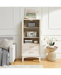 Casainc 4 Door Storage Cabinet with Unique Arc Handles and Adjustable Shelves