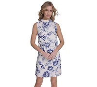 Calvin Klein Women's Printed Mock Neck Mini Dress