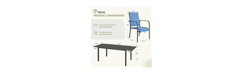 Erommy 7 Piece Patio Outdoor Dining Table And Chairs Set For 4 To 8