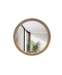 Laoties 23.6" Farmhouse Round Wall Mirror Beaded Trim for Living Room and Bathroom