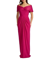 Tadashi Shoji Women's Seraphine Pleated Portrait Collar Gown