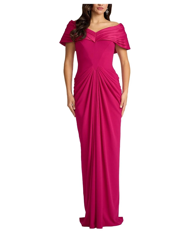 Tadashi Shoji Women's Seraphine Pleated Portrait Collar Gown