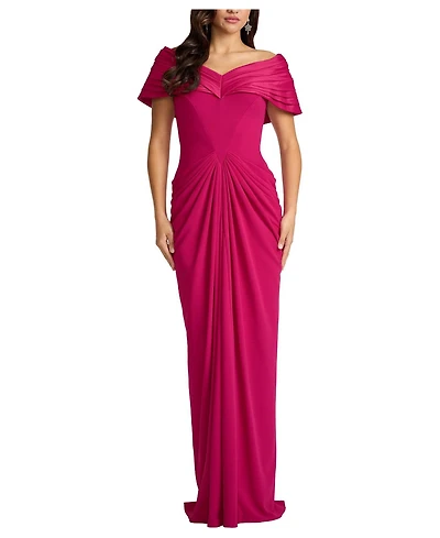 Tadashi Shoji Women's Seraphine Pleated Portrait Collar Gown