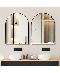 Laoties 30" x 40" Arched Bathroom Mirror, Metal Vanity Mirror for Entryway, and Living Room