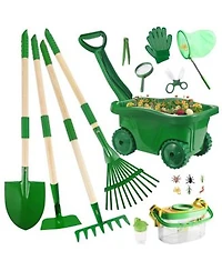Xdovet Kids Gardening Tool Set Wheelbarrow Shovel Rake Yard Outdoor Play Toys