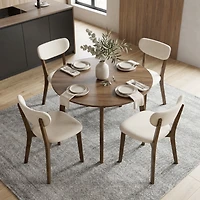 Costway Upholstered Dining Chairs with Solid Rubber Wood Frame, Curved Backrest