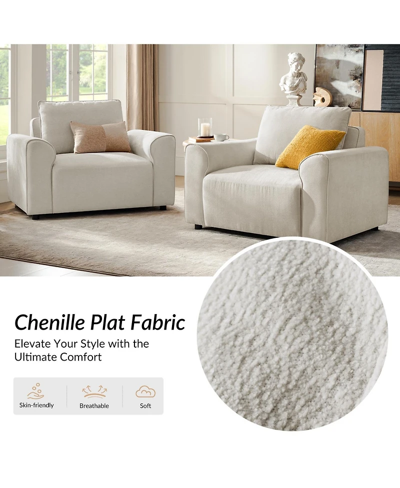 Hulala Home Bernice Modern Oversized Armchair with Removable Back Cushion