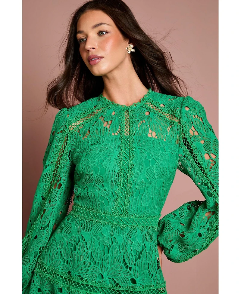 Coast Women's Lace Panel Long Sleeve Midi Dress