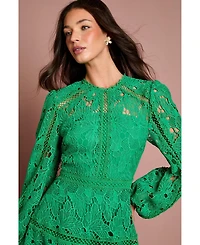 Coast Women's Lace Panel Long Sleeve Midi Dress