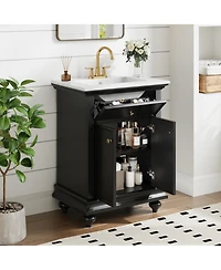 Phying 24 Inch Modern French Bathroom Vanity Freestanding Cabinet Farmhouse Bathroom Home Furniture