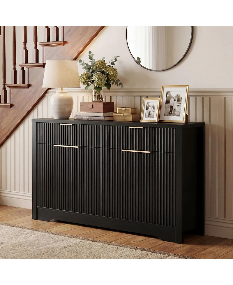 Aheaplus 55" Wood Modern Sideboard Buffet Cabinet with Door and Storage Drawers