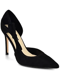 Nine West Women's Famila Bow D'Orsay Suede Slip-On Dress Pumps