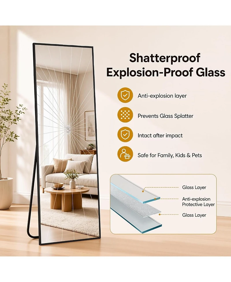 Antok Full Length Mirror, 59"x16" Oversized Floor Mirror Freestanding, Body for Living Room Style