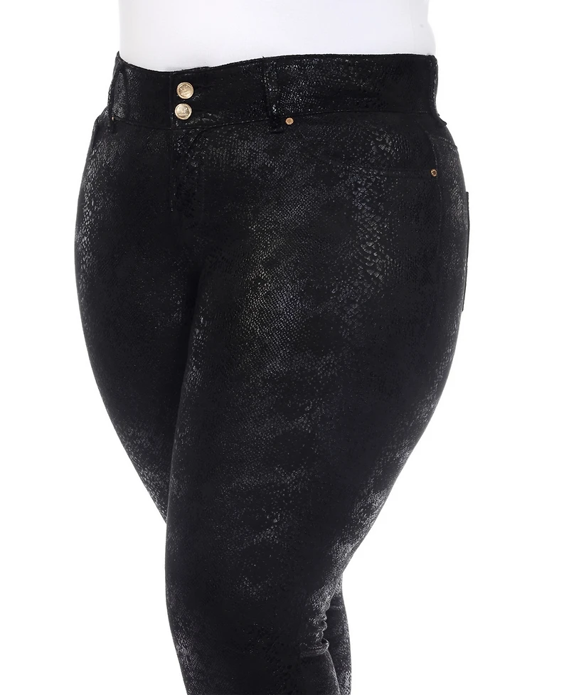 White Mark Plus Snake Print High-Rise Ankle Pants
