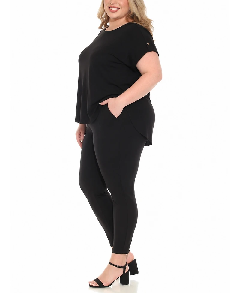 White Mark Plus Dolman Top and Scuba Pants Set