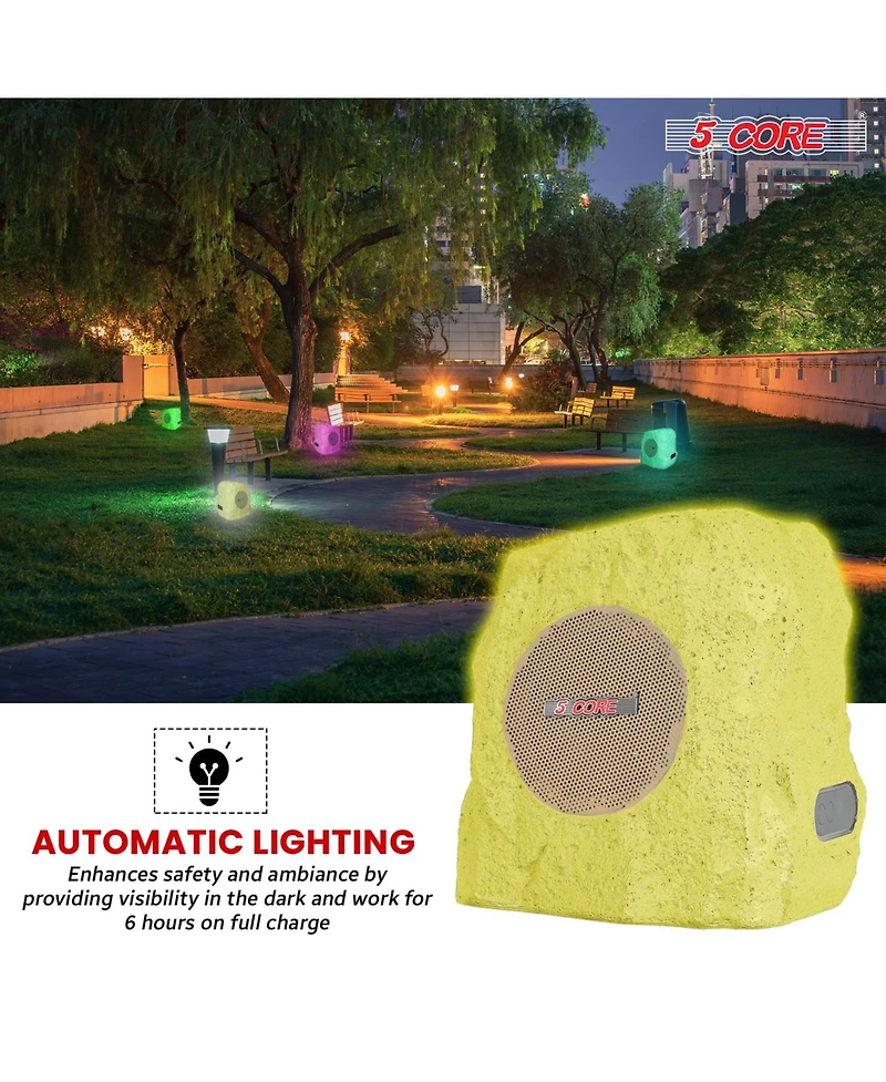 5 Core Outdoor Rock Speakers 100W Bluetooth Waterproof Landscape Speaker for Patio Pool Outdoor