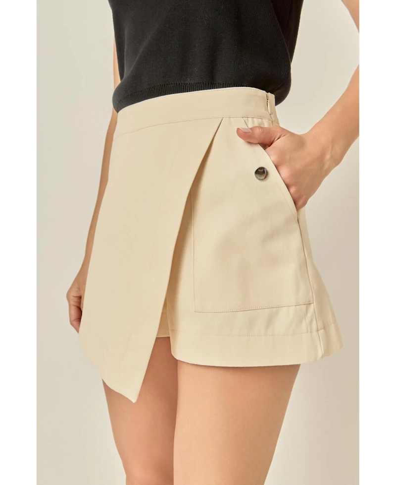 English Factory Women's Wrap Detail Mini Skort