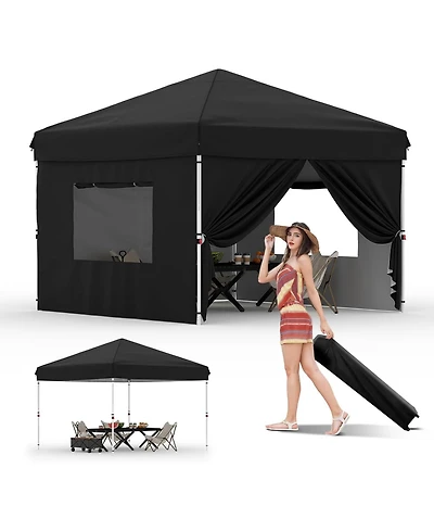 homfan 10x10 Pop Up Canopy Tent With 4 Removable Sidewalls, Adjustable Height Outdoor Shelter Roller Bag, Multiple Colors