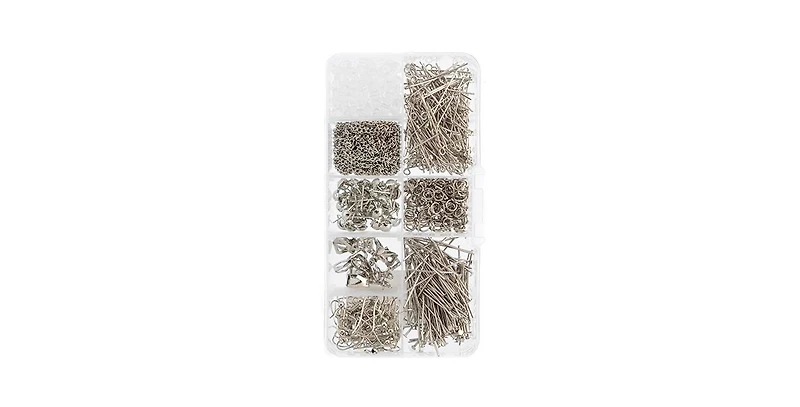 John Bead 8-Slot Silver Jewelry Findings Kit Assortment, 671pcs