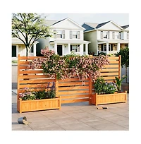 Aoxun Decorative Fence Planter Set of 3 C Cedar Wood Garden Border