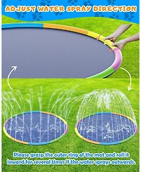 Aofar 197"Splash Pad Sprinkler Play Mat Dogs Pets Outdoor Foldable