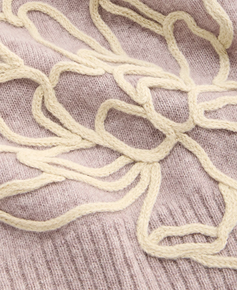 Charter Club Women's 100% Cashmere Boatneck Embroidered Floral Sweater, Macy's Exclusive