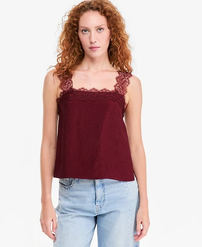 On 34th Women's Crinkle Satin Lace-Trim Tank, Macy's Exclusive