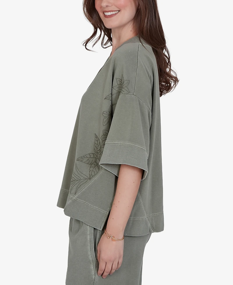 Ruby Rd. Petite Tropical Embroidered Knit Top