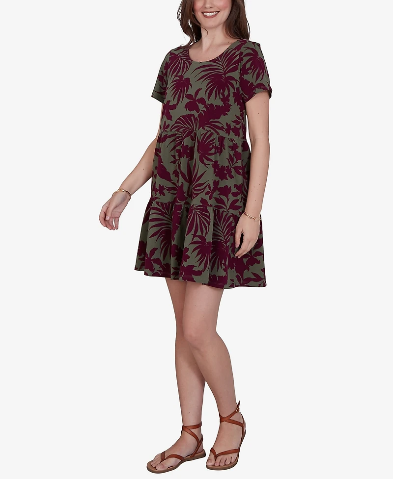 Ruby Rd. Petite Tropical Print Stretch Pocket Dress