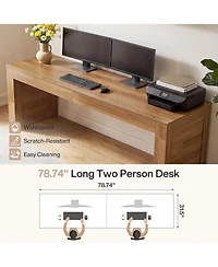 Tribesigns Two Person Desk, 78.7-Inch Extra Long Computer Office Desk, Farmhouse Double Computer Writing Table, Large Dual Gaming Table Workstation