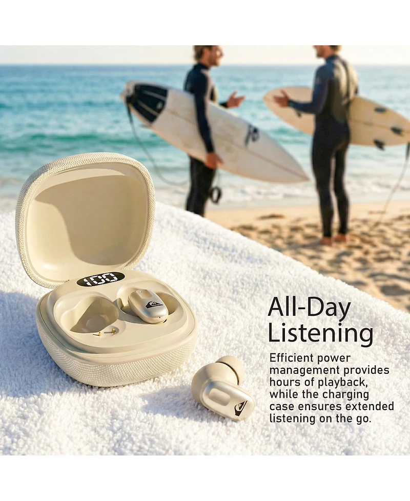 Quiksilver in-Ear Wireless Earbuds, Easy Pairing, Smart Battery Display & Touch Controls, Comfortable, 18H Playtime, Sweat and Water Resistant