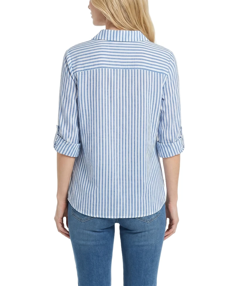 Ny Collection Petite 3/4 Sleeve Roll Tab Blouse