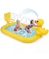 Aofar 63" Splash Pad Inflatable Duck Sprinkler Mat Water Basketball Game Pool Play Center Birthday Gift