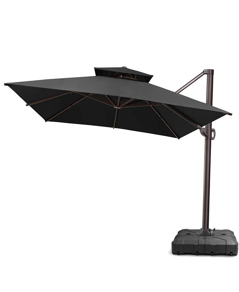 Pellebant Outdoor Patio 10X13Feet Aluminum Double Top Cantilever Umbrella with Wheel Base