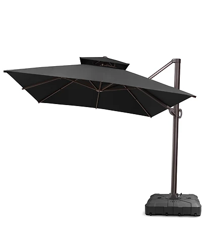 Pellebant Outdoor Patio 10X13Feet Aluminum Double Top Cantilever Umbrella with Wheel Base