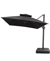 Pellebant Outdoor Patio 10X13Feet Aluminum Double Top Cantilever Umbrella with Wheel Base
