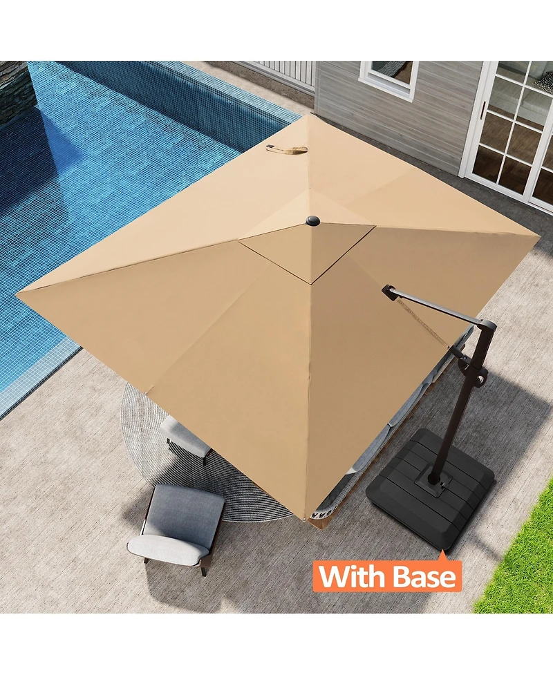 Pellebant Outdoor Patio 9X11Feet Aluminum Cantilever Umbrella with Base