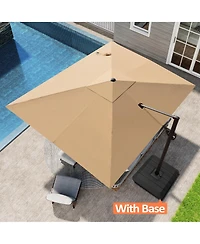Pellebant Outdoor Patio 9X11Feet Aluminum Cantilever Umbrella with Base