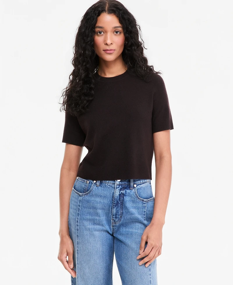 On 34th Women's Short-Sleeve Easy Crewneck Sweater Tee, Macy's Exclusive