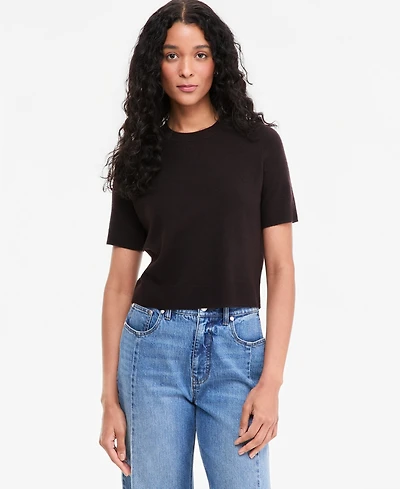On 34th Women's Short-Sleeve Easy Crewneck Sweater Tee, Macy's Exclusive