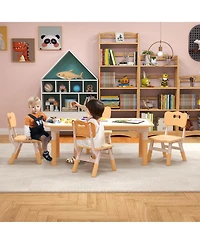 Gouun Kids Adjustable 4-Seat Table and Chairs Set with Stackable Seating