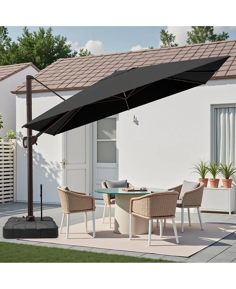 Pellebant Outdoor Patio 9X11Feet Aluminum Cantilever Umbrella with Rod Wheel Base