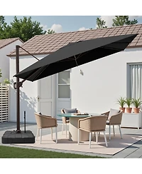 Pellebant Outdoor Patio 9X11Feet Aluminum Cantilever Umbrella with Rod Wheel Base