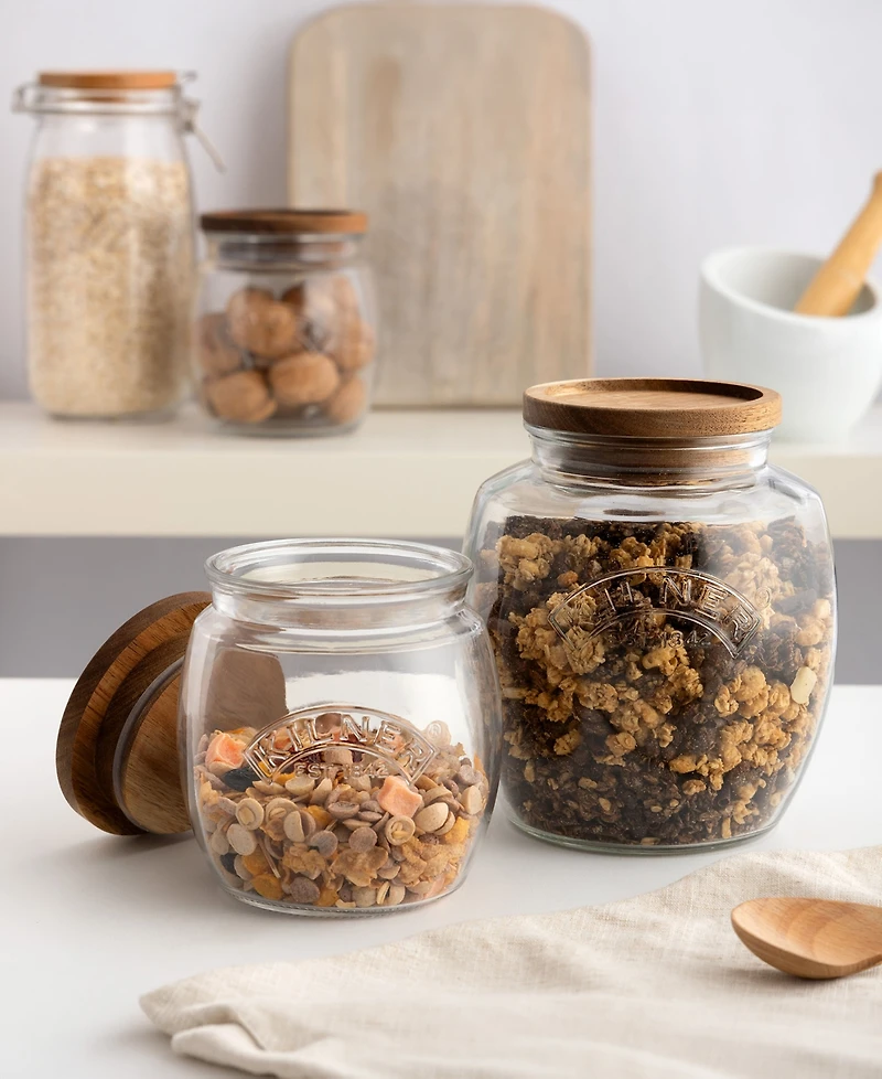Kilner Storage Jars with Wooden Lid, Set of 2