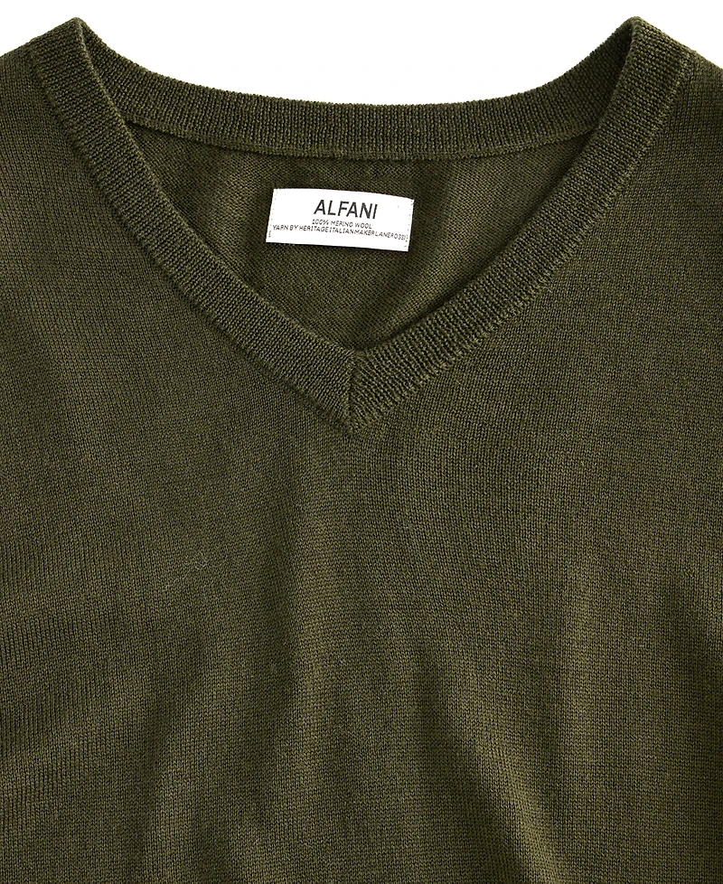 Alfani Men's Merino Wool V-Neck Sweater, Macy's Exclusive
