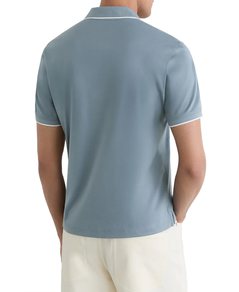 Reiss Men's Nico Airwater Cotton Tipped Open Collar Polo Shirt