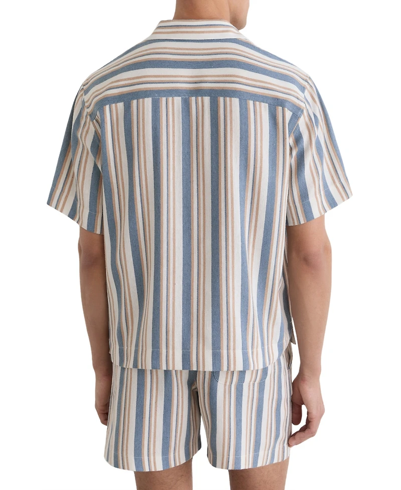 Reiss Men's Celeste Stripe Twin Pocket Cuban Shirt