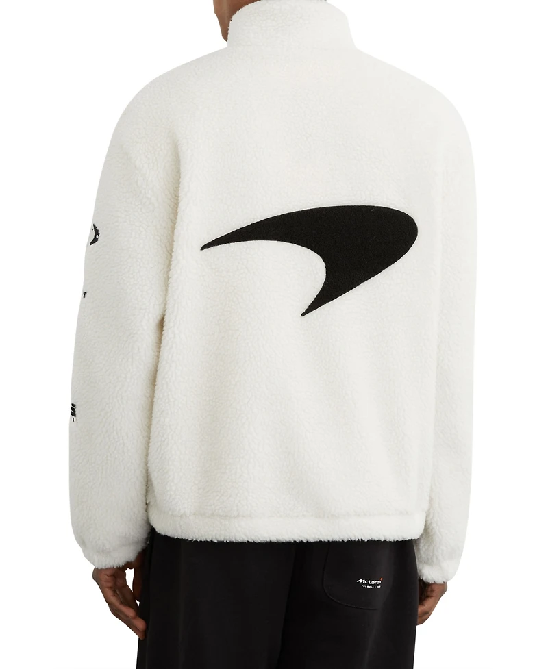 Reiss Men's Nylo Logo Embroidered Fleece Jacket
