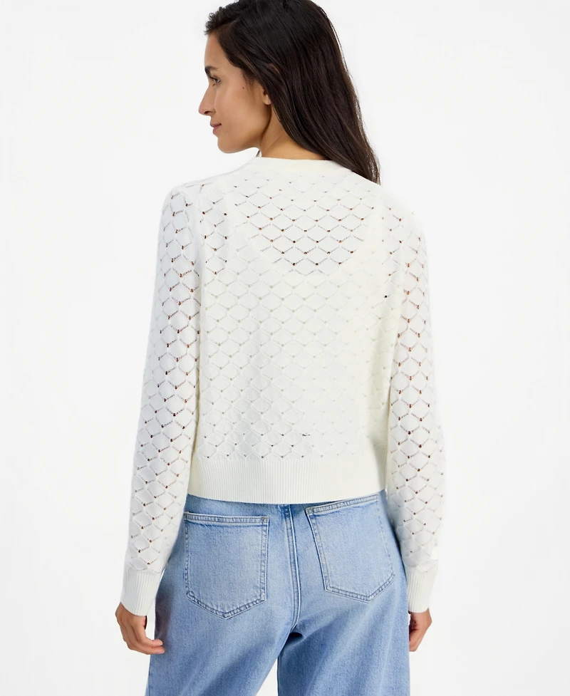 On 34th Women's Pointelle Crewneck Cardigan, Macy's Exclusive